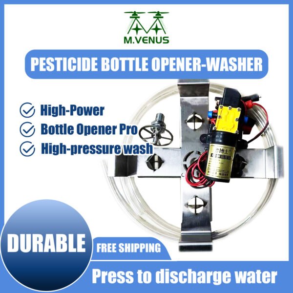 dji drone pesticide bottle washer, opener, aerial plant protection, quick pesticide/herb mixing, bottle piercer, stainless steel, high pressure rinse